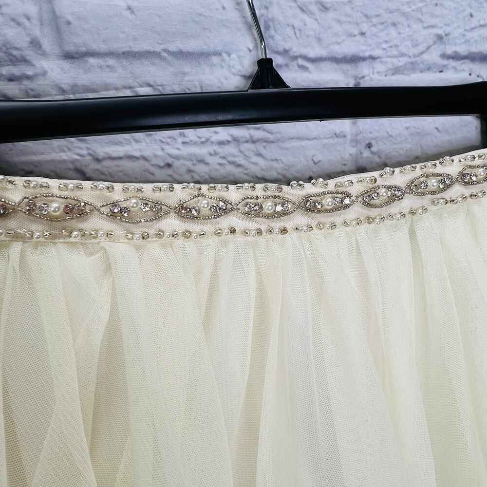 Sequin Hearts Juniors High Low Tulle Skirt Ivory White Layered Mini New Size 13 - Picture 2 of 9